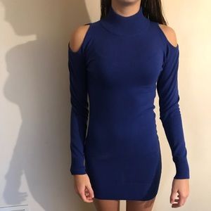 Blue Cold Shoulder Sweater Dress!